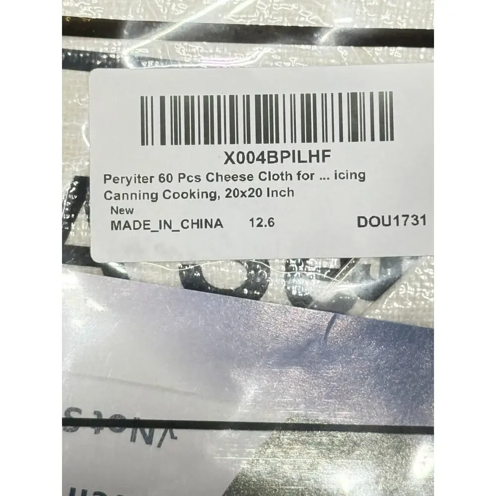 Peryiter 60-Pack‎ of 20x20 inch reusable cheesecloths.